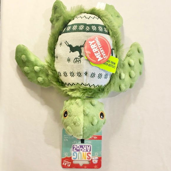 SNUGAROOZ “Holly” The Turtle Crinkle Dog Toy Christmas Plush NWT - Picture 6 of 8